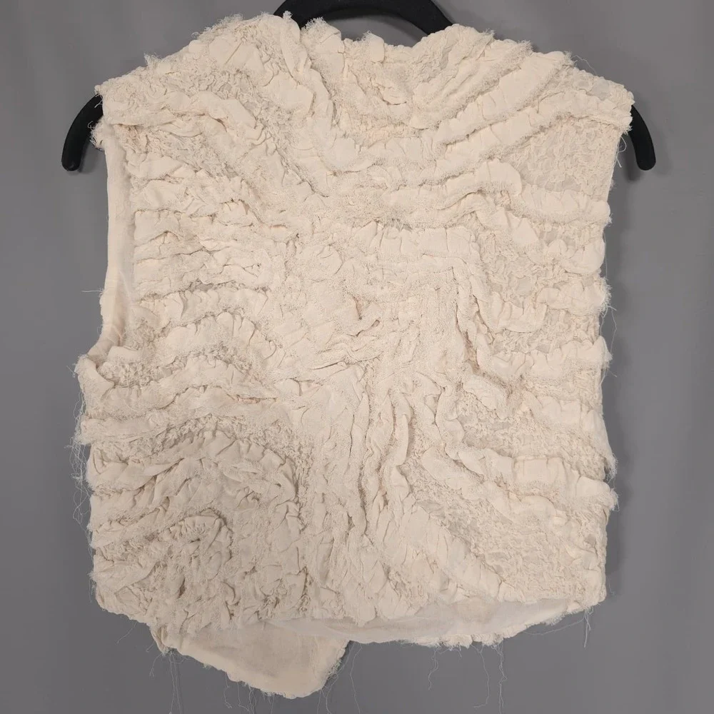ZARA Kids Girls Girls 6-8Y Top Vest Textured Ruffle Wrap Tie Cream 7521/751/712